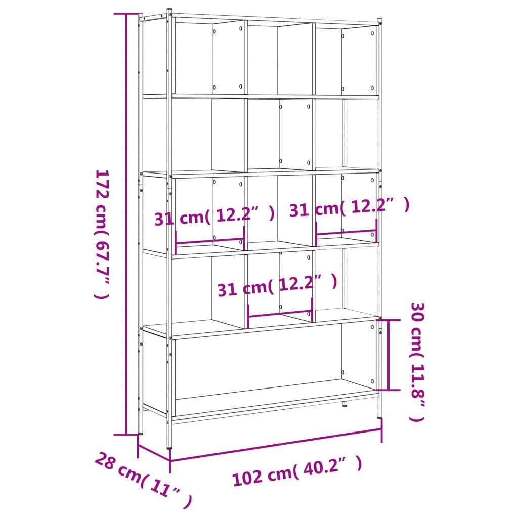 vidaXL Βιβλιοθήκη Sonoma Δρυς 102 x 28 x 172εκ. από Επεξεργασμένο Ξύλο