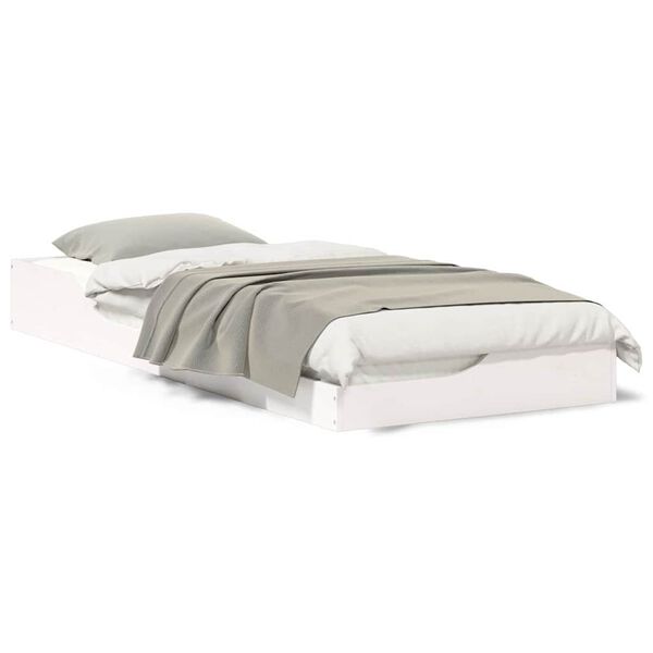 vidaXL Κρεβάτι δαπέδου Λευκό 80 x 220 cm Μασίφ ξύλο πεύκου
