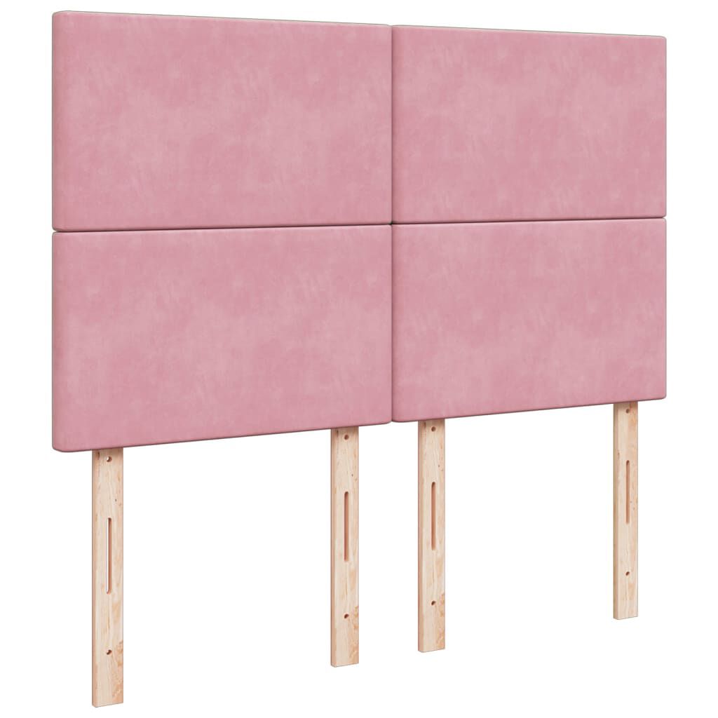 vidaXL Κρεβάτι Boxspring με Στρώμα Ροζ 140x200 εκ. Βελούδινο