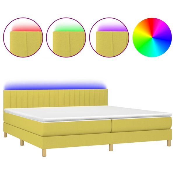 vidaXL &Kappa;&rho;&epsilon;&beta;ά&tau;&iota; Boxspring &mu;&epsilon; &Sigma;&tau;&rho;ώ&mu;&alpha; & LED &Pi;&rho;ά&sigma;&iota;&nu;&omicron; 200x200 &epsilon;&kappa; &Upsilon;&phi;&alpha;&sigma;&mu;ά&tau;&iota;&nu;&omicron;