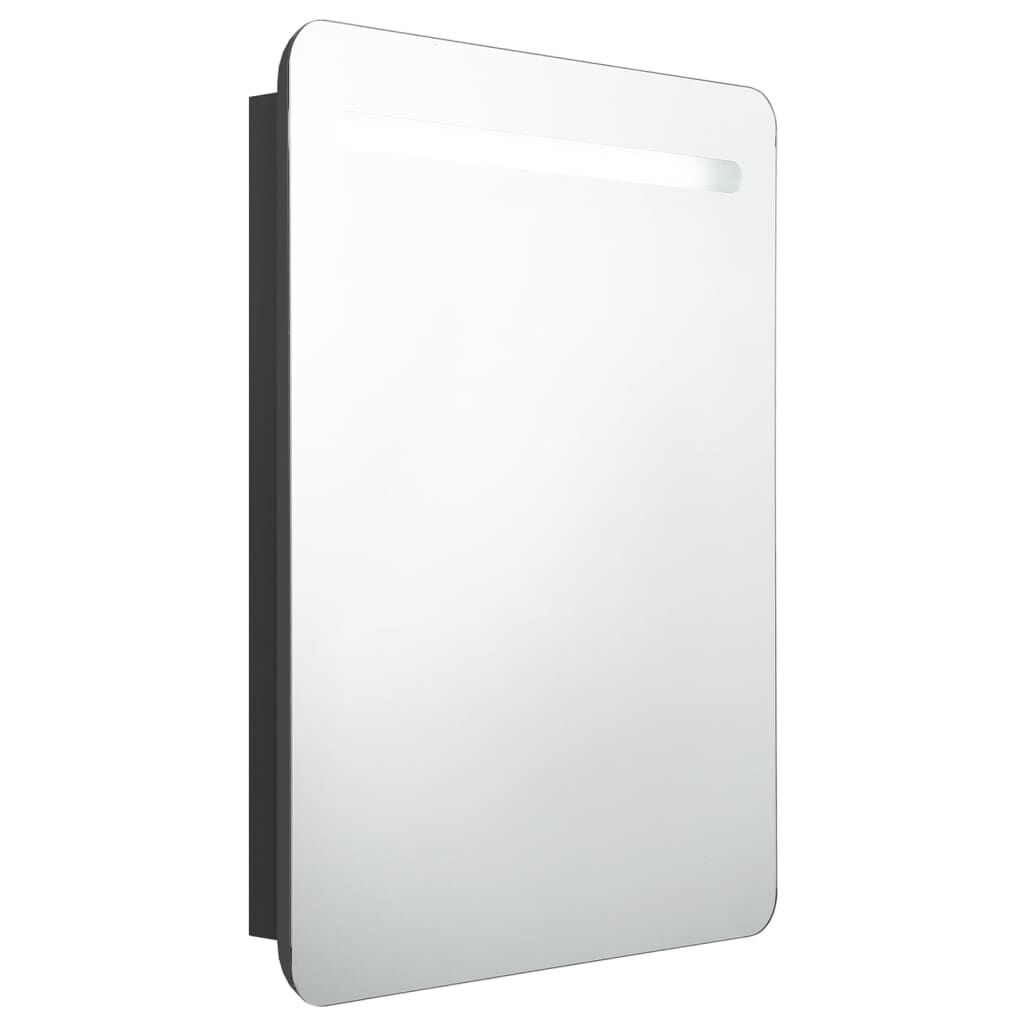 vidaXL Καθρέφτης Μπάνιου με Ντουλάπι / LED Μαύρο 60 x 11 x 80 εκ.