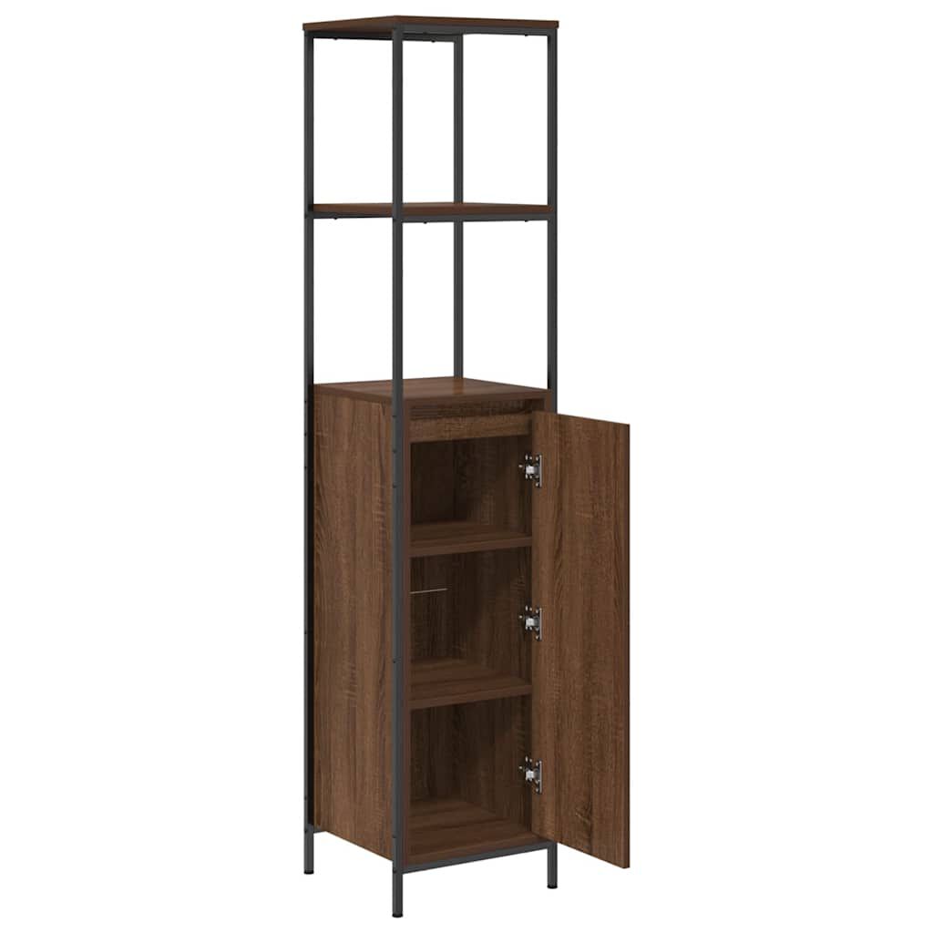 vidaXL Ντουλάπι μπάνιου με ράφια καφέ δρυς 36x35x165 εκ.