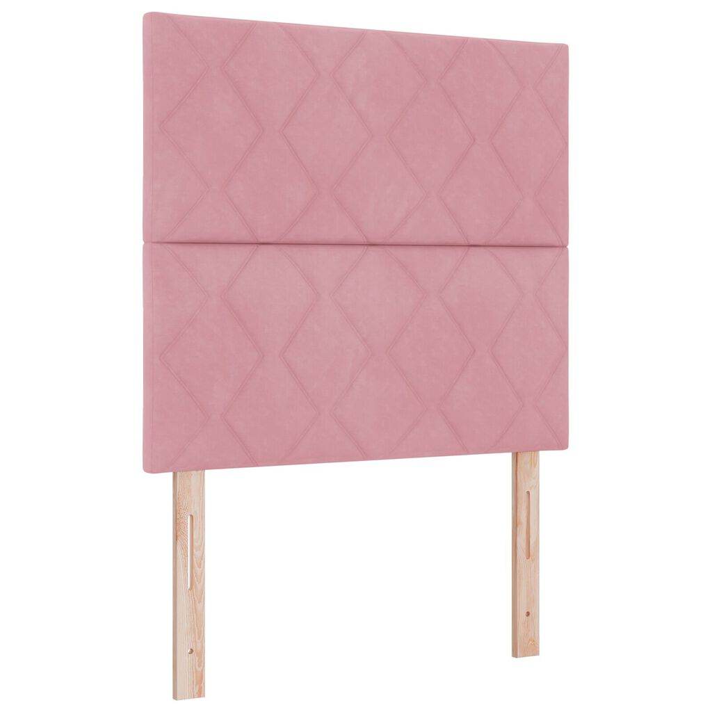 vidaXL Κρεβάτι Box Spring με Στρώμα & LED Ροζ 90x190 εκ. Βελούδου