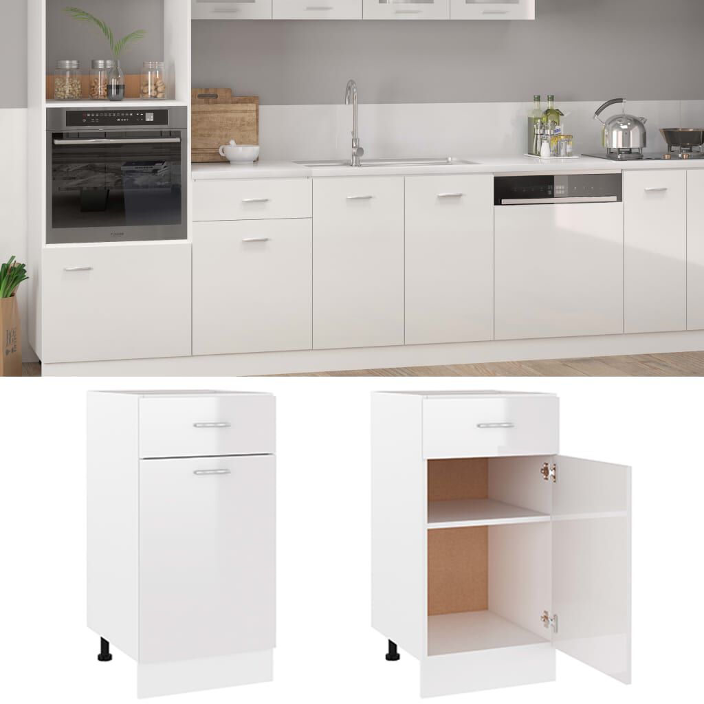 vidaXL Ντουλάπι με Συρτάρι Lyon Γυαλιστερό Λευκό 40x46x81,5εκ.