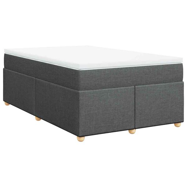 vidaXL Κρεβάτι Boxspring με Στρώμα Σκούρο Γκρι 120x190 εκ Υφασμάτινο
