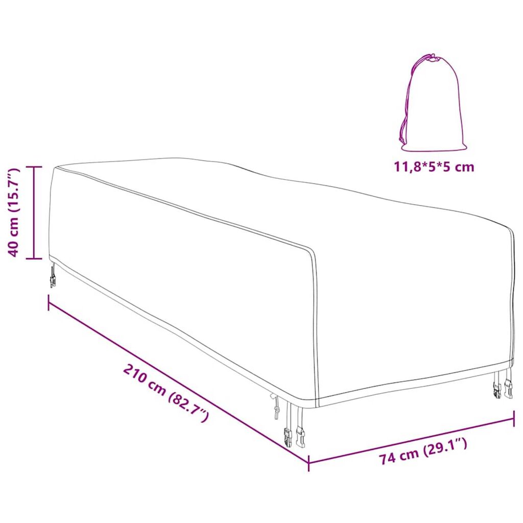 vidaXL Κάλυμμα επίπλων εξωτερικού χώρου 210 x 74 x 40 εκ