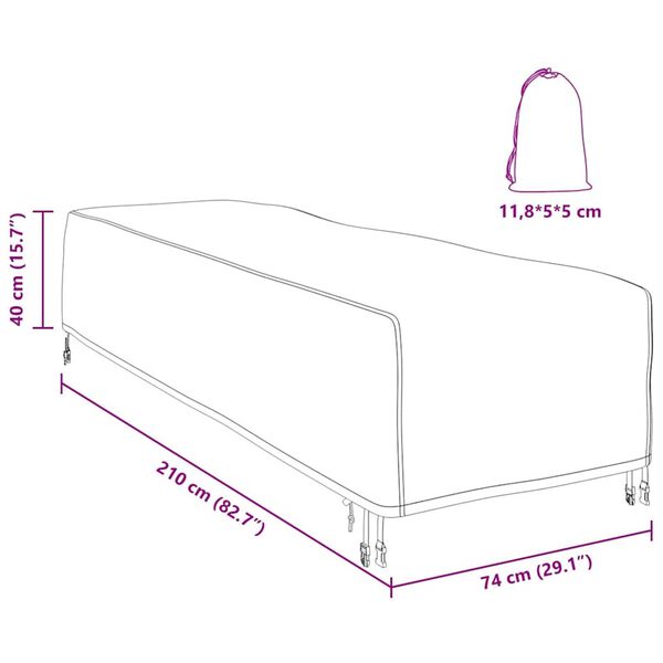 vidaXL Κάλυμμα επίπλων εξωτερικού χώρου 210 x 74 x 40 εκ