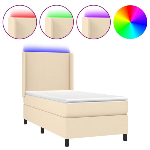 vidaXL &Kappa;&rho;&epsilon;&beta;ά&tau;&iota; Boxspring &mu;&epsilon; &Sigma;&tau;&rho;ώ&mu;&alpha; & LED &Kappa;&rho;&epsilon;&mu; 100x200 &epsilon;&kappa;. &Upsilon;&phi;&alpha;&sigma;&mu;ά&tau;&iota;&nu;&omicron;