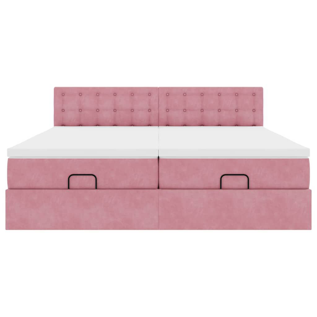 vidaXL Οθωμανικό κρεβάτι με στρώματα ροζ 180x200cm Velvet
