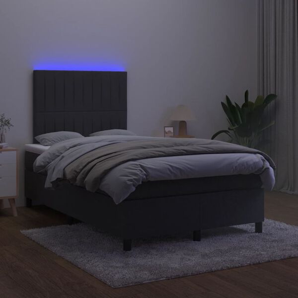 vidaXL &Kappa;&rho;&epsilon;&beta;ά&tau;&iota; Boxspring &mu;&epsilon; &Sigma;&tau;&rho;ώ&mu;&alpha; & LED &Mu;&alpha;ύ&rho;&omicron; 120x190 &epsilon;&kappa;. &Beta;&epsilon;&lambda;&omicron;ύ&delta;&iota;&nu;&omicron;