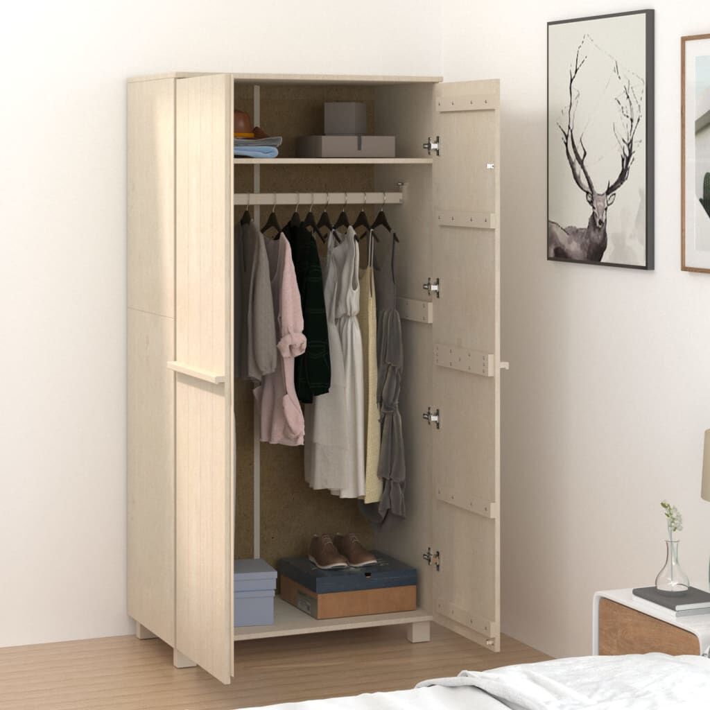 vidaXL Ντουλάπα HAMAR Καφέ Μελί 89 x 50 x 180 εκ. Μασίφ Ξύλο Πεύκου