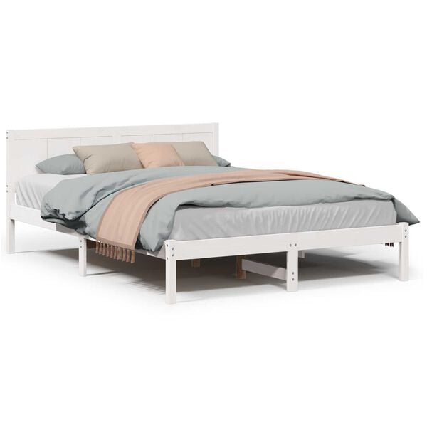 vidaXL Σκελετός Κρεβατιού Λευκό 160 x 200 cm Μασίφ ξύλο πεύκου