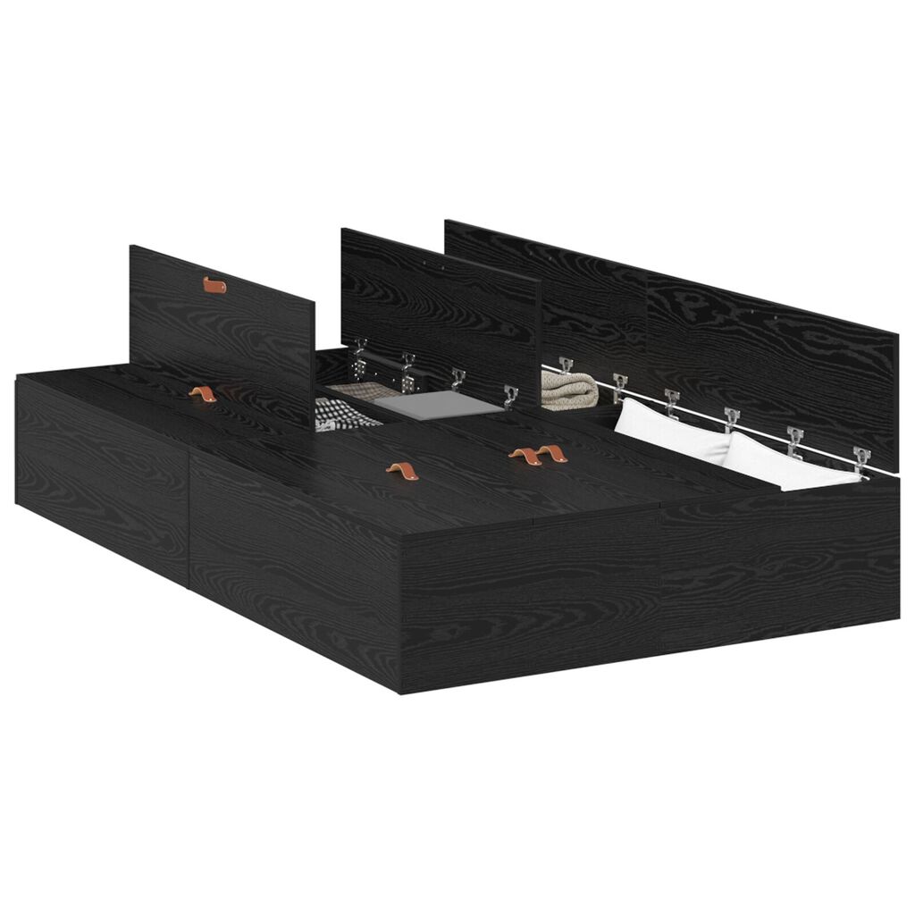 vidaXL Κρεβάτι με αποθηκευτικό χώρο Μαύρη Δρυς 120x190 εκ