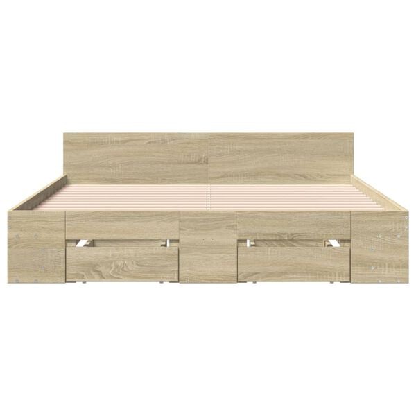 vidaXL Πλαίσιο Κρεβατιού με συρτάρια Sonoma Δρυς 140x200εκ. Επεξ. Ξύλο