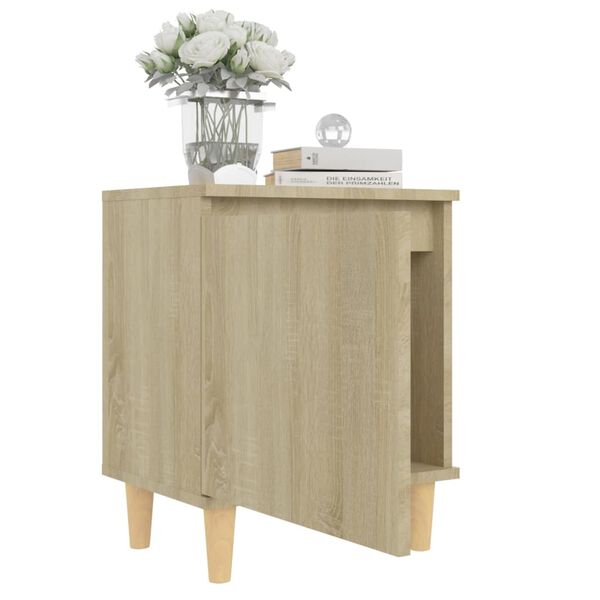 vidaXL Κομοδίνο Sonoma Δρυς 40 x 30 x 50 εκ. με Μασίφ Ξύλινα Πόδια