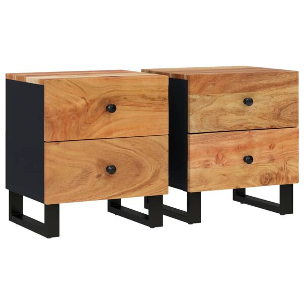 vidaXL Κομοδίνα 2 τεμ. 40 x 33 x 46 εκ. από Μασίφ Ξύλο Ακακίας