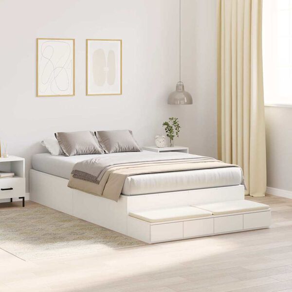 vidaXL Κρεβάτι με αποθηκευτικό χώρο Λευκό 236.5 x 120 x 31.5 εκατοστά
