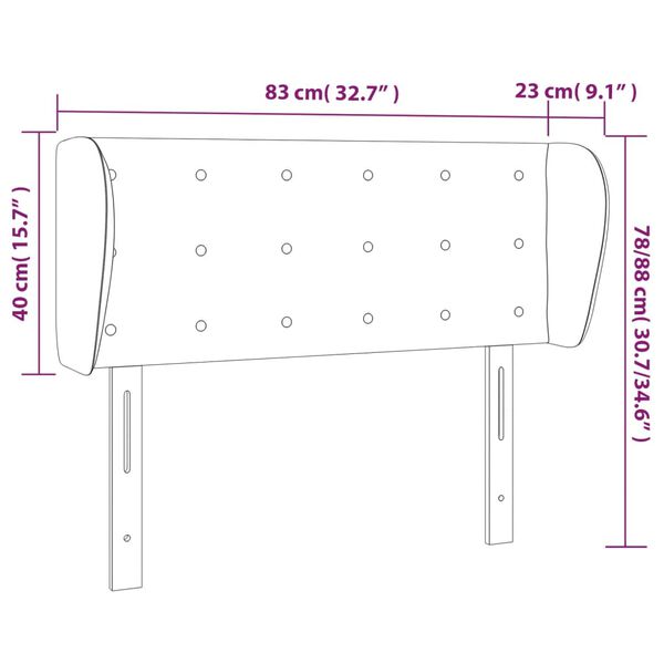 vidaXL Κεφαλάρι με Πτερύγια Ανοιχτό Γκρι 83x23x78/88 εκ. Βελούδινο