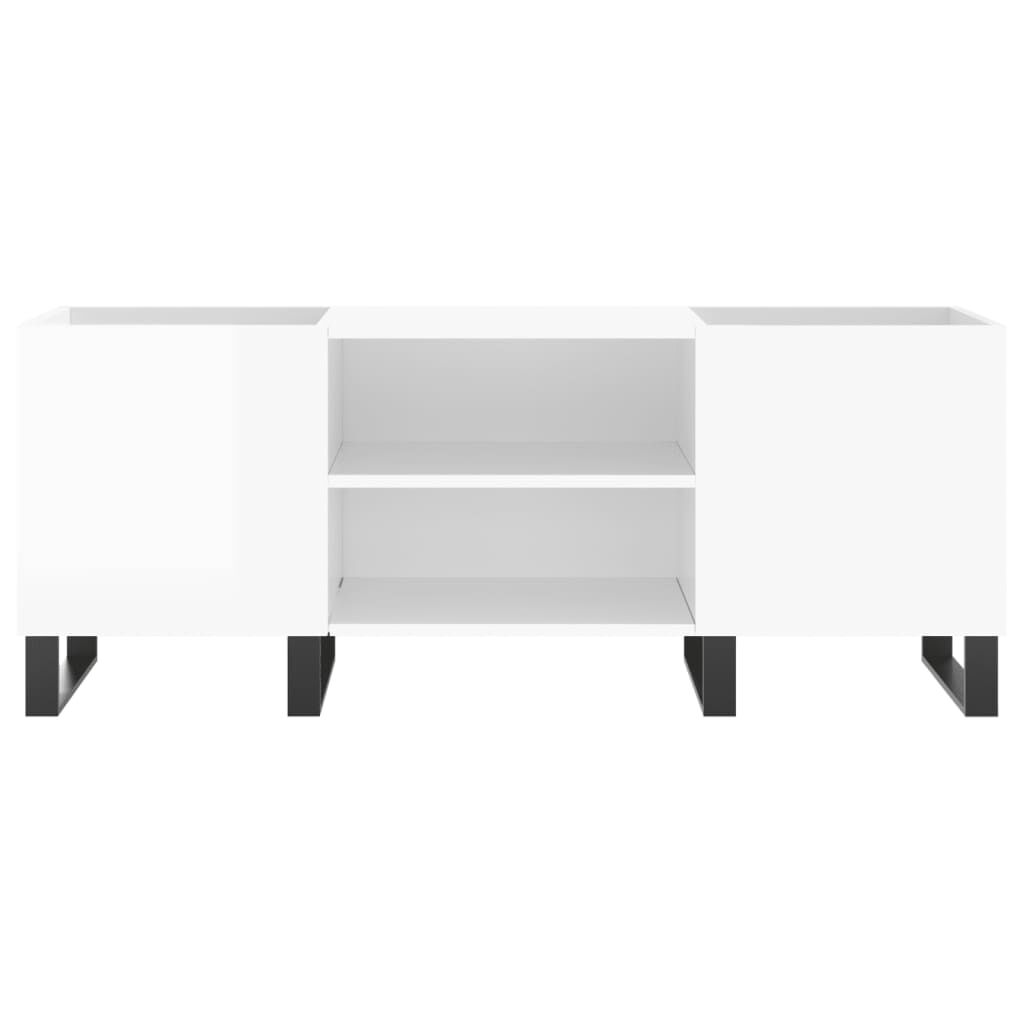 vidaXL Δισκοθήκη Γυαλιστερή Λευκή 121x38x48 εκ. από Επεξεργασμένο Ξύλο