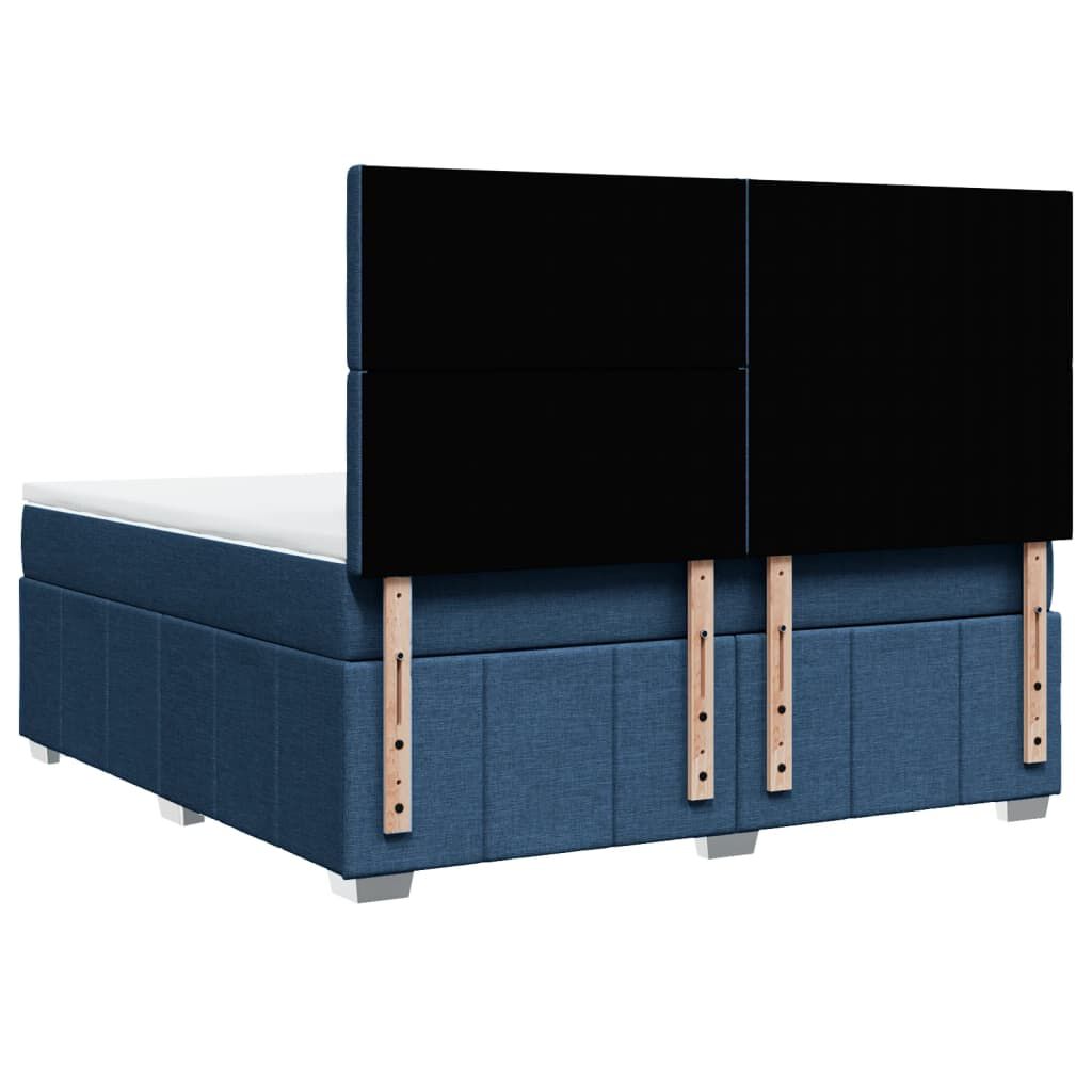vidaXL Κρεβάτι Boxspring με Στρώμα Μπλε 180x200 εκ. Υφασμάτινο