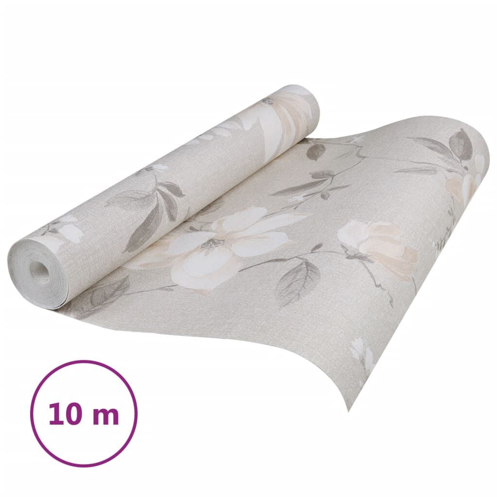 vidaXL Ταπετσαρία 3D Φλοράλ Γκρι 10x0,53μ Non-woven