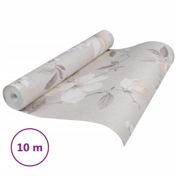 vidaXL Ταπετσαρία 3D Φλοράλ Γκρι 10x0,53μ Non-woven