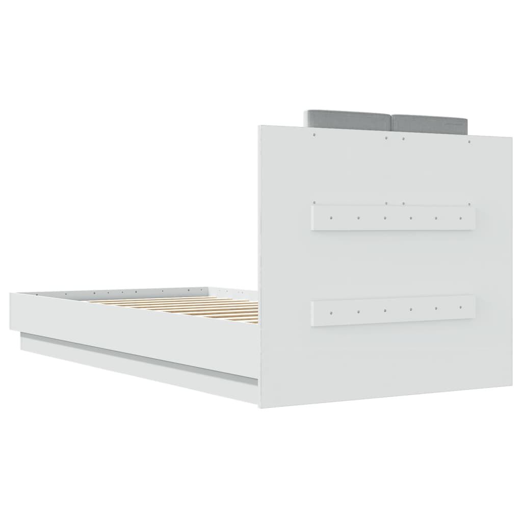 vidaXL Πλαίσιο Κρεβατιού με Κεφαλάρι & λυχνίες LED Λευκό 75 x 190 εκ.
