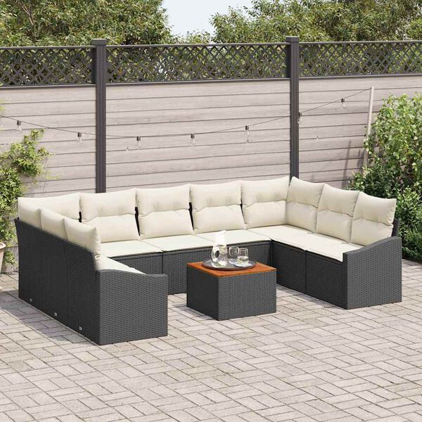 vidaXL Σετ Καναπέ Κήπου 10 pcs Μαύρο και λευκό