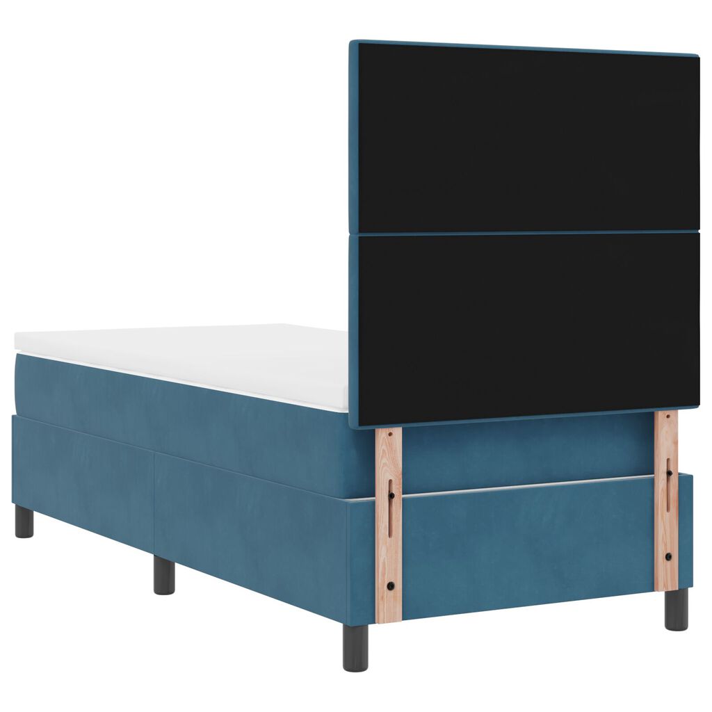 vidaXL Κρεβάτι Box Spring με Στρώμα Σκούρο Μπλε 90x200 εκ. Βελούδο