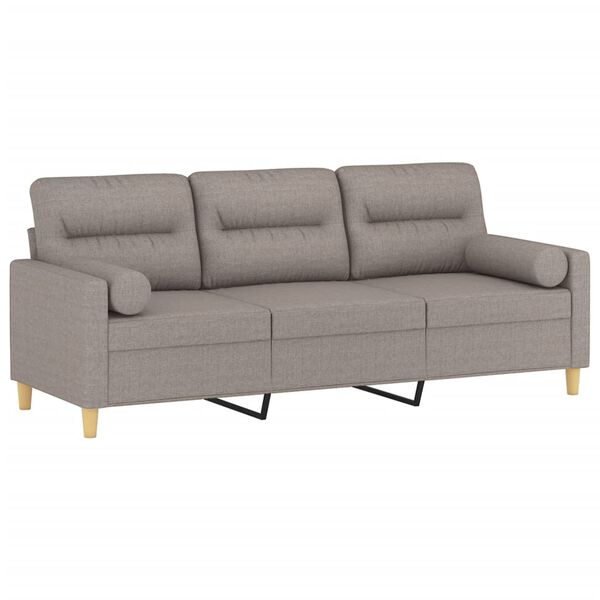vidaXL Καναπές Τριθέσιος Taupe 180 εκ. Υφασμάτινος με Μαξιλάρια