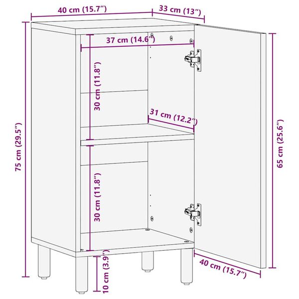 vidaXL Πλαϊνό Γραφείο με ράφι Καφέ 40 x 33 x 75 εκ. Μασίφ ξύλο ακακίας