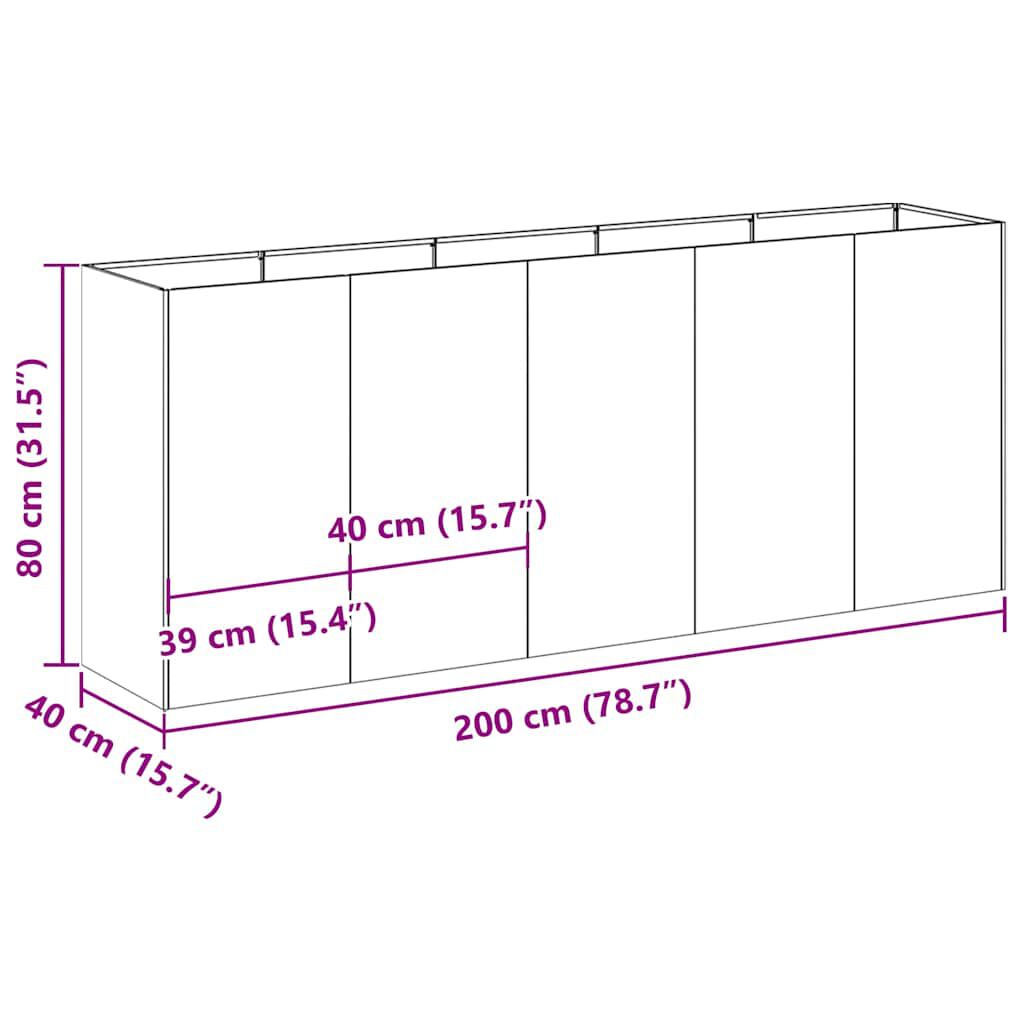 vidaXL Ζαρντινιέρα Λαδί 200x40x80 εκ. από Χάλυβα Ψυχρής Έλασης