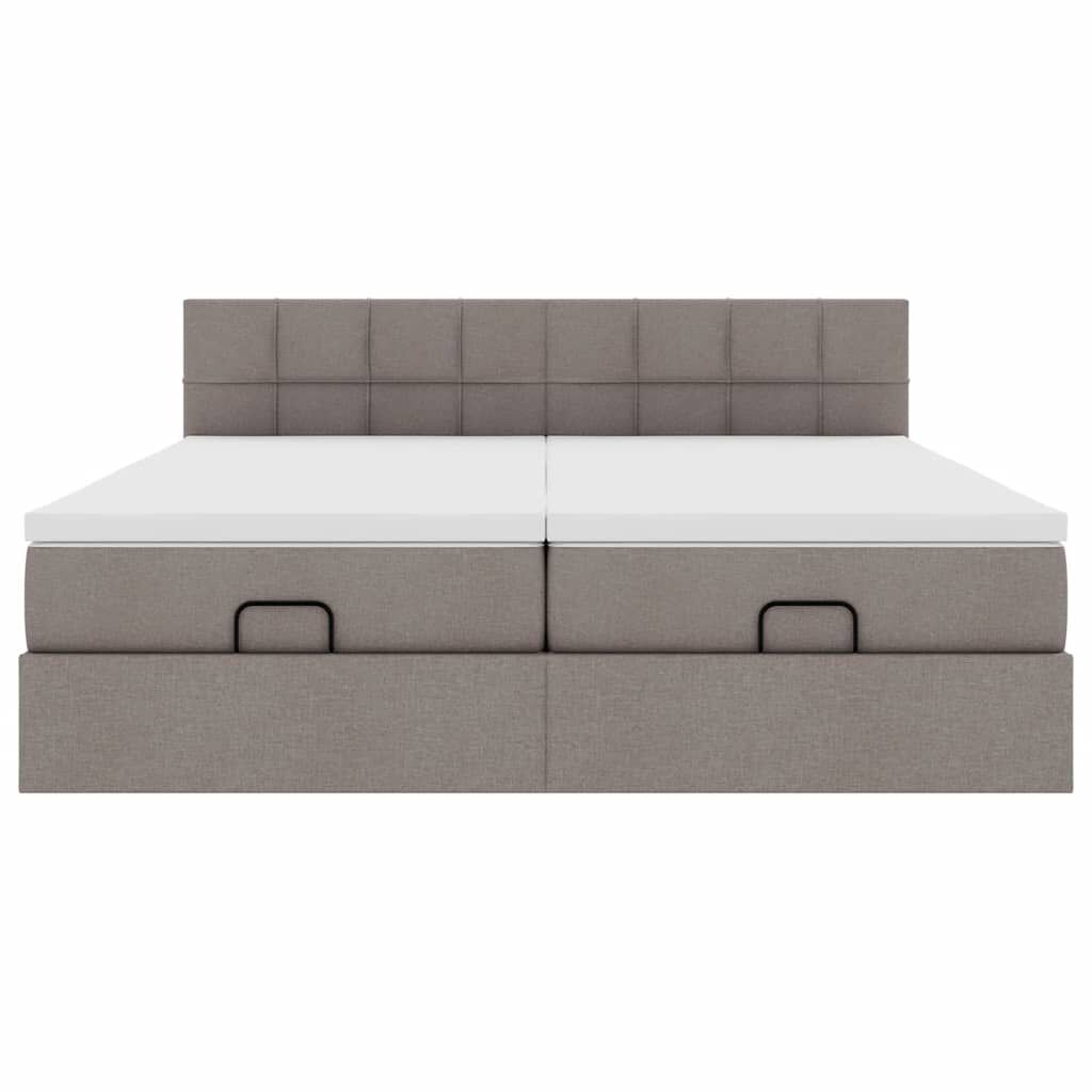 vidaXL Οθωμανικό κρεβάτι με στρώματα Taupe 200x200cm ύφασμα