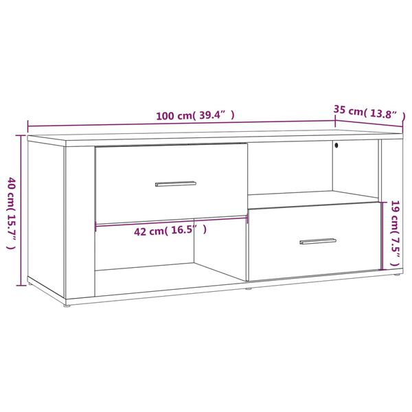 vidaXL Έπιπλο Τηλεόρασης Sonoma Δρυς 100x35x40 εκ. Επεξ. Ξύλο
