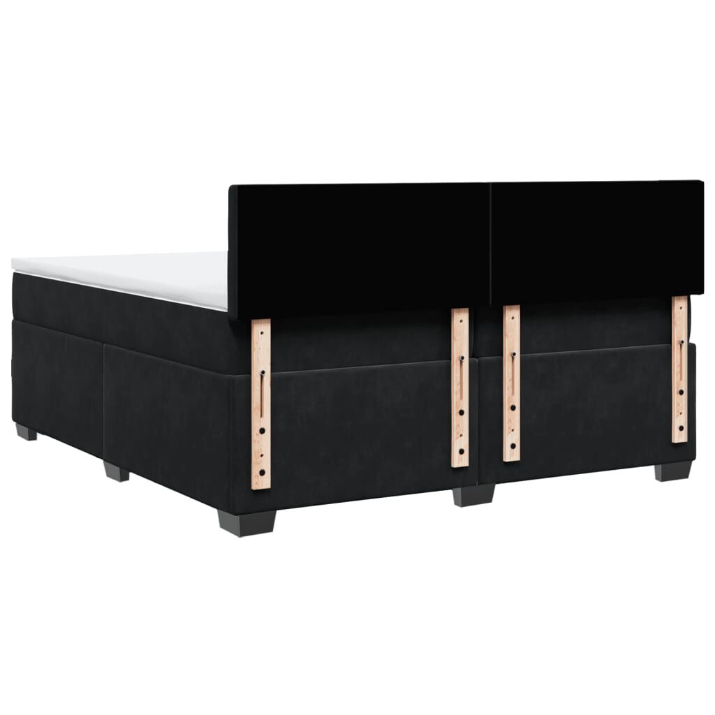 vidaXL Κρεβάτι Boxspring με Στρώμα Μαύρο 200x200 εκ. Βελούδινο