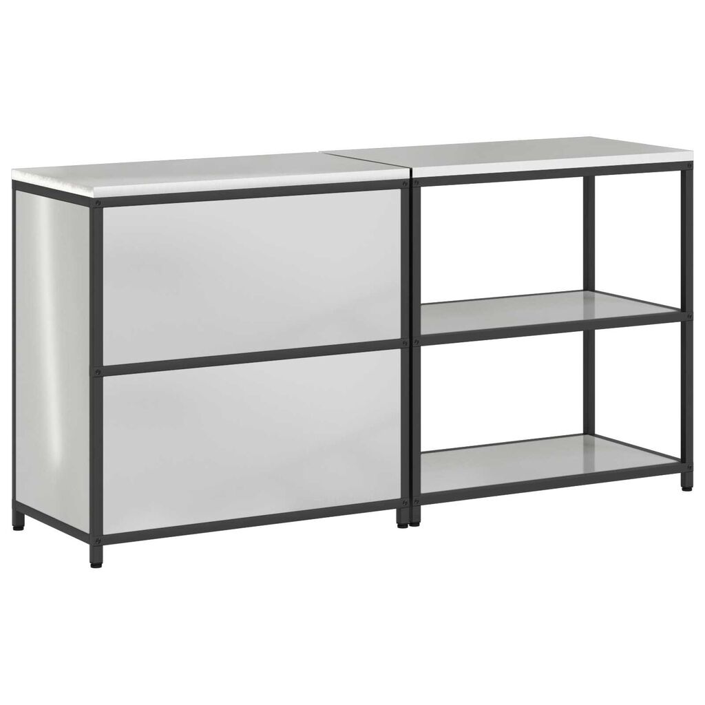 vidaXL Σετ Αποθήκευσης Κουζίνας με ράφι 2 pcs Ασημί 150 x 50 x 92 εκ.
