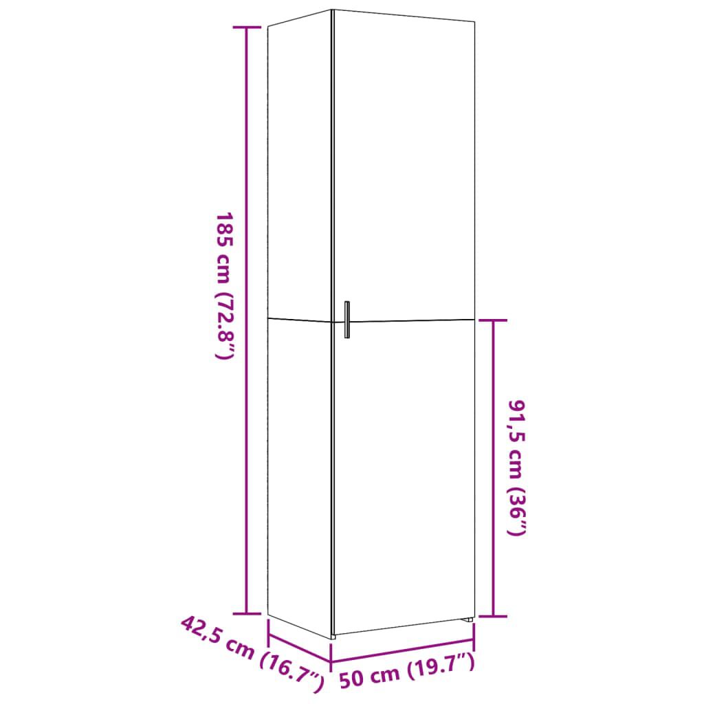 vidaXL Ντουλάπι Μαύρο 50x42,5x185 εκ. από Επεξεργασμένο Ξύλο