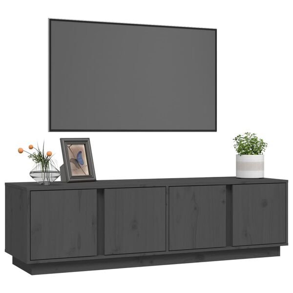 vidaXL Έπιπλο Τηλεόρασης Γκρι 140 x 40 x 40 εκ. από Μασίφ Ξύλο Πεύκου