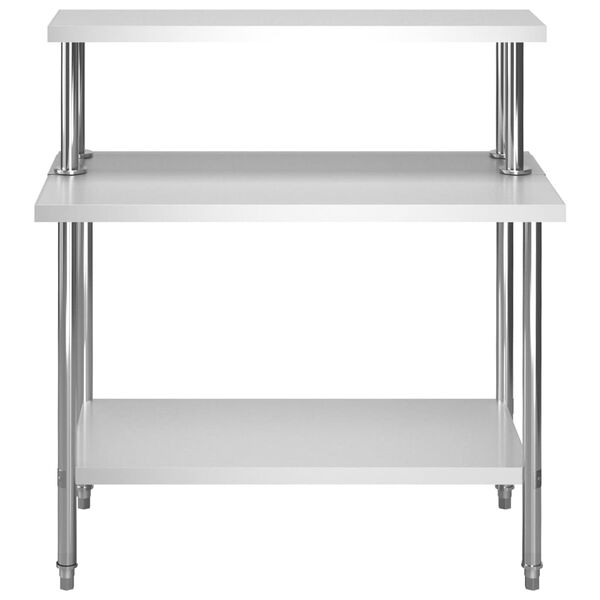vidaXL Τραπέζι Εργασίας Κουζίνας με Ράφι 120x60x120 εκ. Ανοξ. Ατσάλι