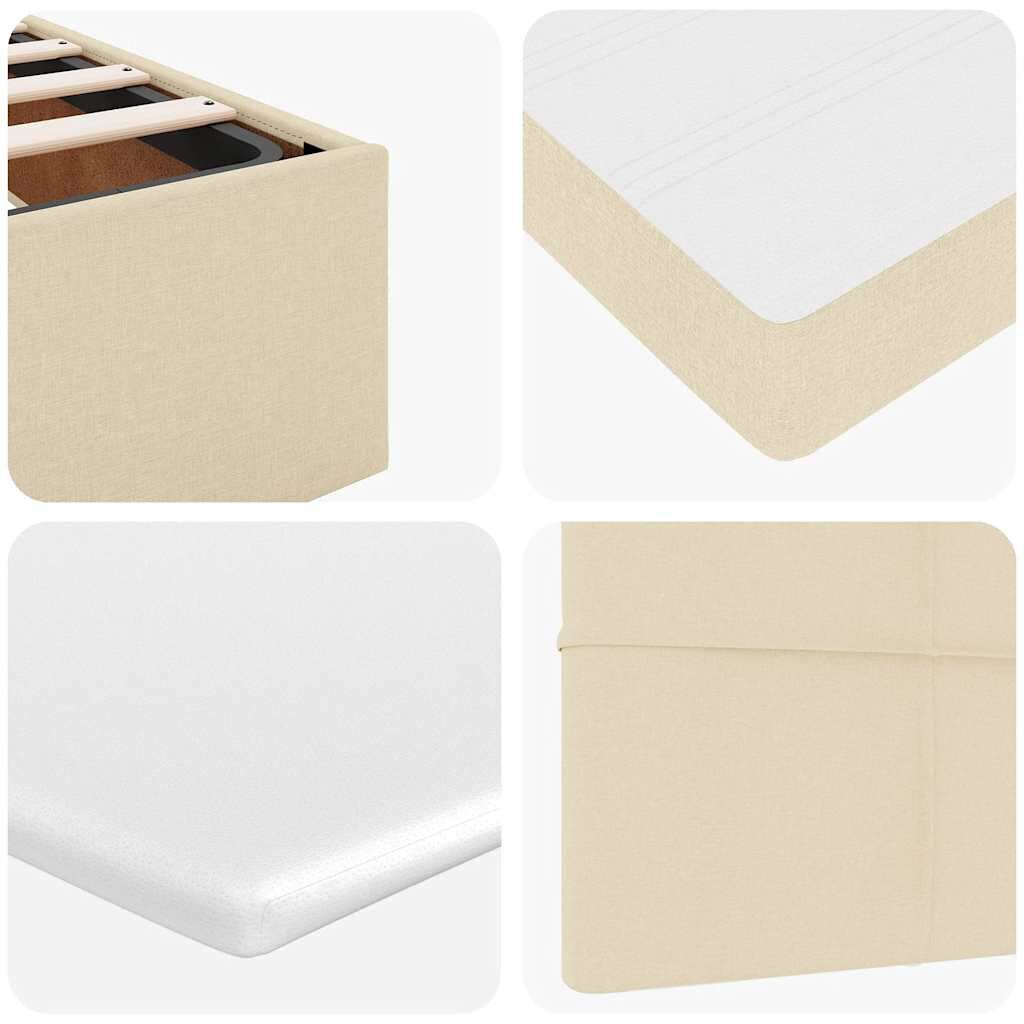 vidaXL Οθωμανικό κρεβάτι με στρώμα & LEDs Cream 140x200 cm Ύφασμα