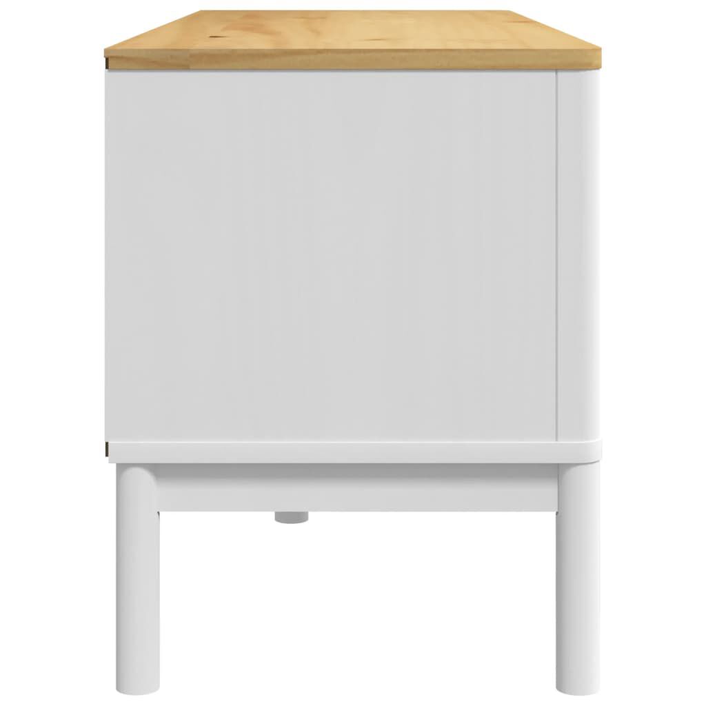 vidaXL Έπιπλο Τηλεόρασης FLORO Λευκό 114x43x55εκ από Μασίφ Ξύλο Πεύκου