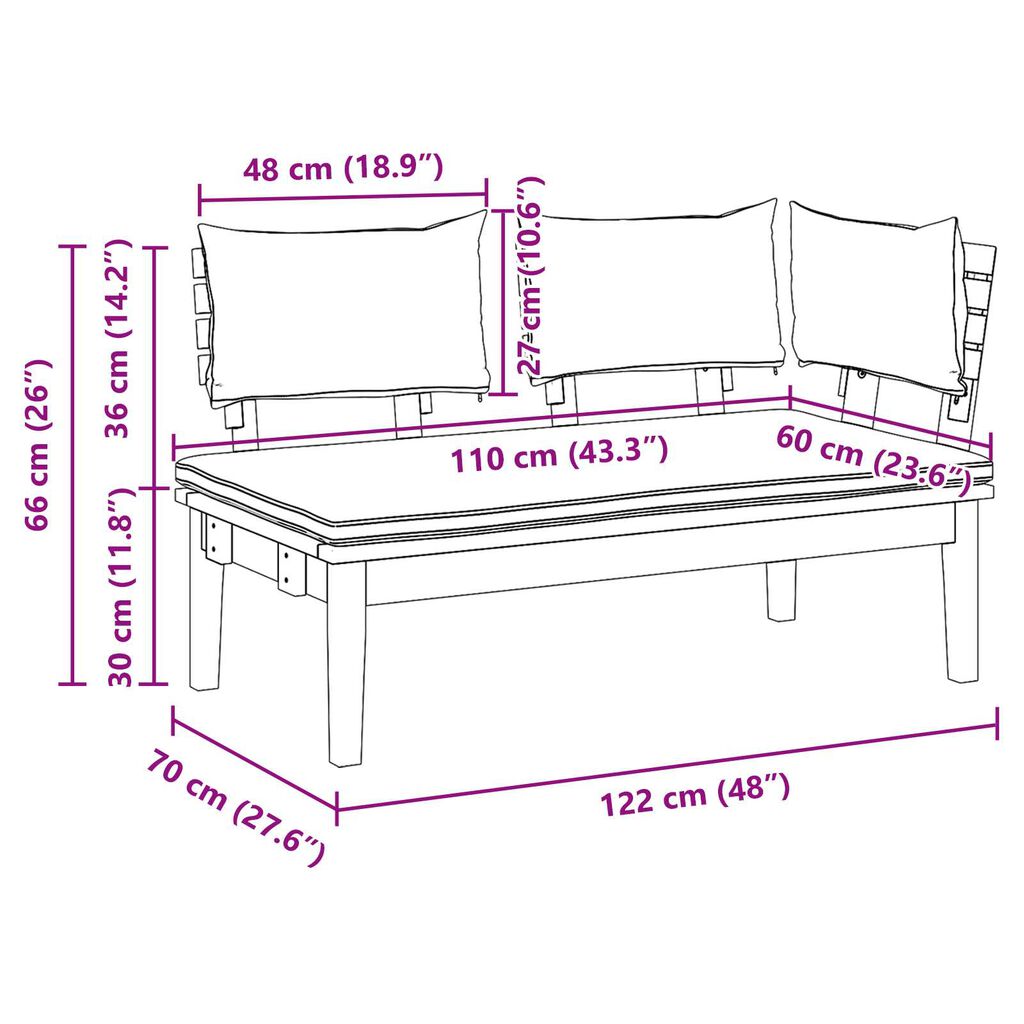 vidaXL Παγκάκι κήπου 2 pcs Καφέ Μασίφ ξύλο teak
