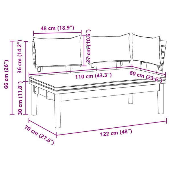 vidaXL Παγκάκι κήπου 2 pcs Καφέ Μασίφ ξύλο teak