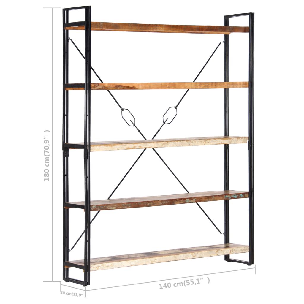 vidaXL Βιβλιοθήκη με 5 Επίπεδα 140x30x180 εκ. Μασίφ Ανακυκλωμένο Ξύλο