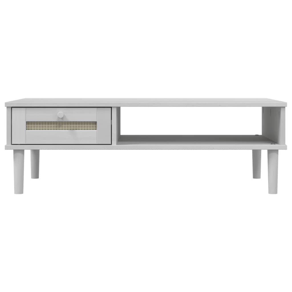 vidaXL Τραπεζάκι Σαλονιού SENJA Λευκό / Ρατάν 100x55x33 εκ. Μασίφ Ξύλο