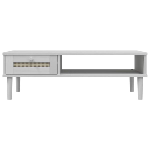 vidaXL Τραπεζάκι Σαλονιού SENJA Λευκό / Ρατάν 100x55x33 εκ. Μασίφ Ξύλο