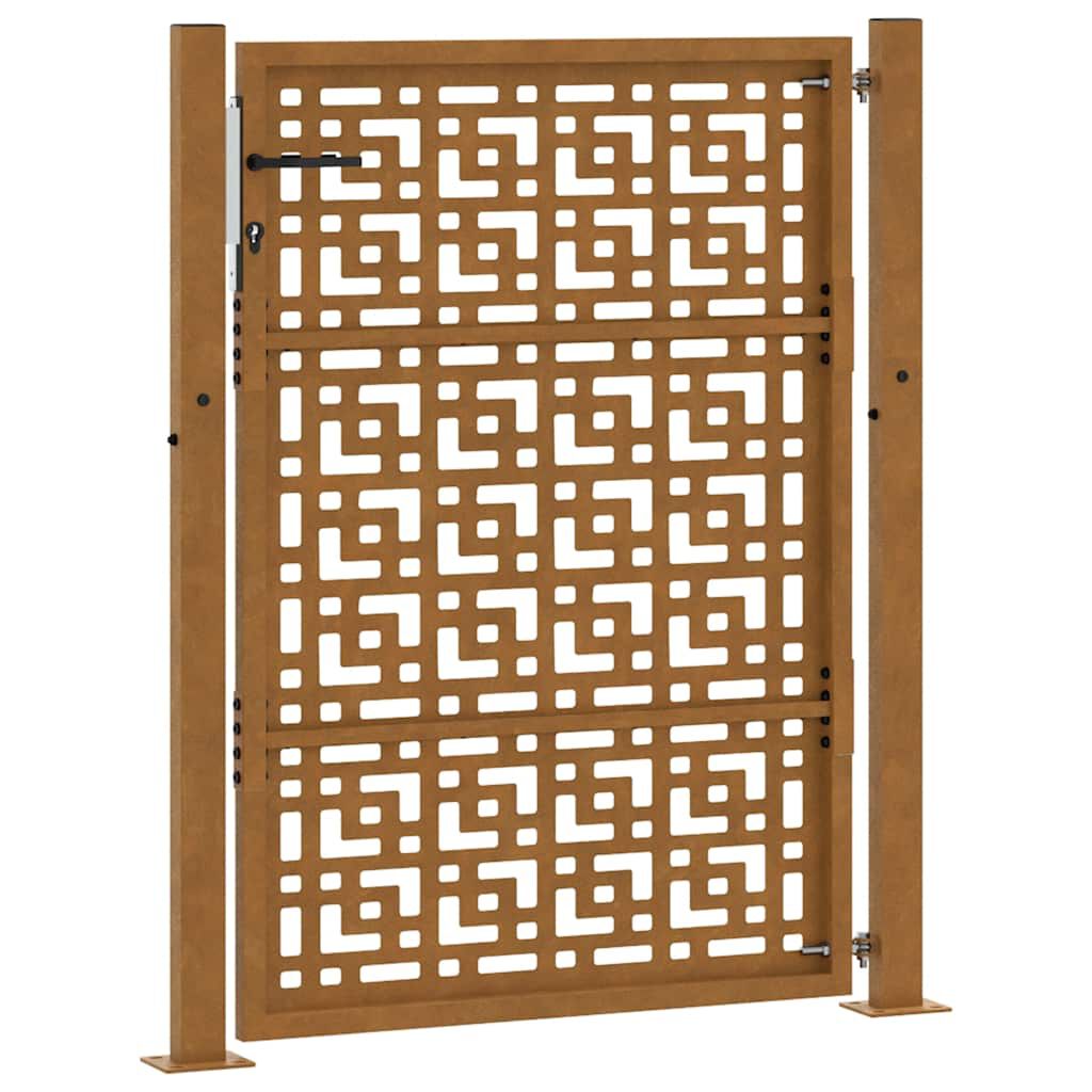 vidaXL Πύλη κήπου 105x130 cm Σταυρός σχεδιασμού από διαβρωμένο χάλυβα