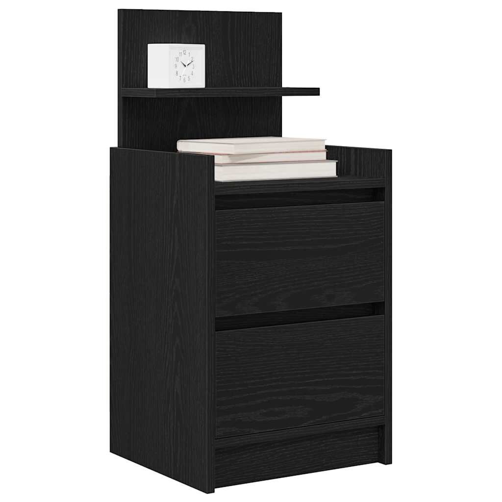 vidaXL Κομοδίνα με 2 συρτάρια 2 τεμάχια Μαύρο 38x34x80 εκ.