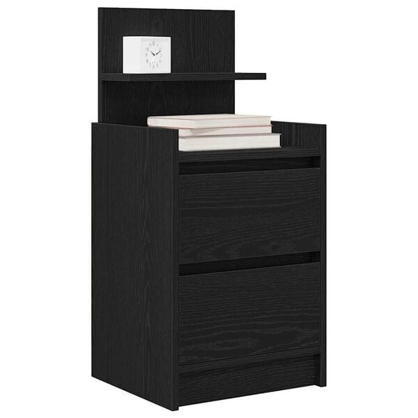 vidaXL Κομοδίνα με 2 συρτάρια 2 τεμάχια Μαύρο 38x34x80 εκ.