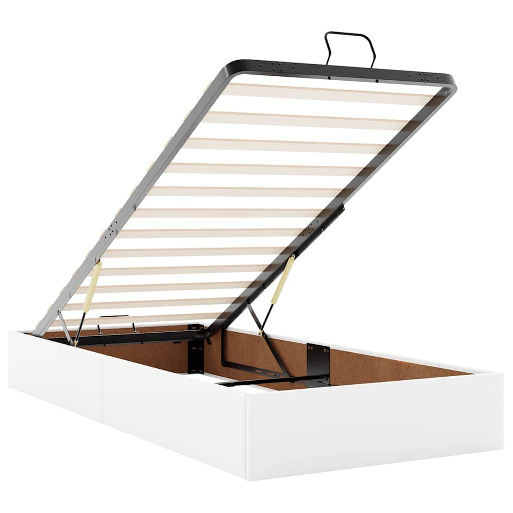 vidaXL Οθωμανικό κρεβάτι με στρώμα Λευκό 90x200cm Faux Leather